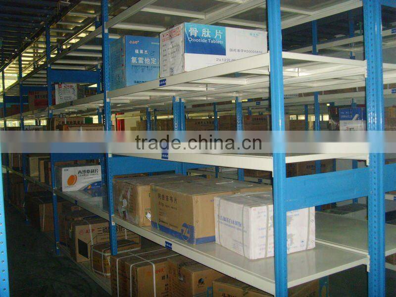 light duty blue and orange pallet shelving