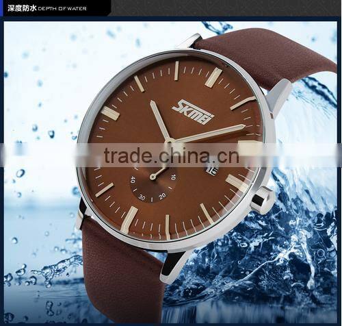 fashion man quartz leather japan movt quartz 3 atm water resistant watch