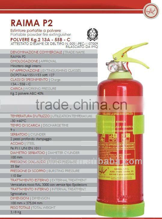 CAR FIRE EXTINGUISHER WITH EN3 KG 2 POLVERE ESTINTORI