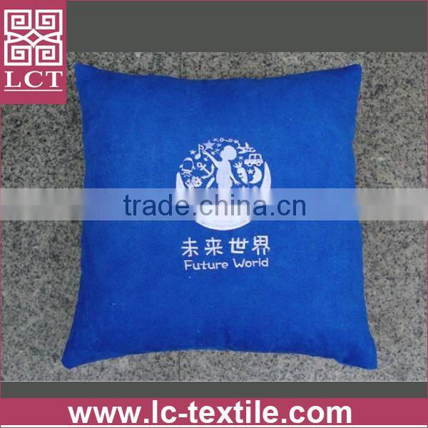 supply 2015 Ergonomic design bright blue high quality suede hug pillow with custom embroidery for promotional gift(LCTP0080)