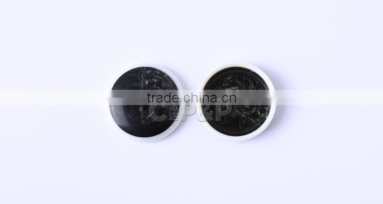 white circle decoration with bufflo horn button for coat