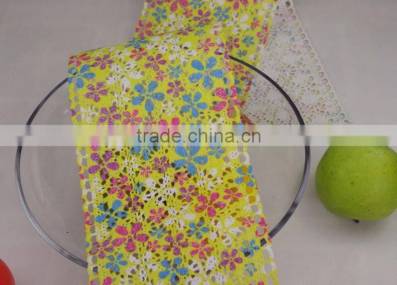 Shoes material 100% cotton printing french tipping lace trim 1600308