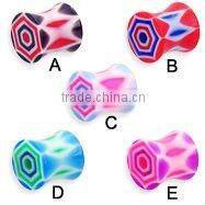 Fashion acrylic body jewelry marble saddle plugs