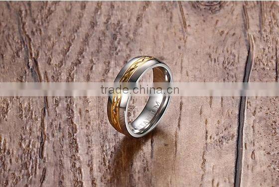 KSF IP Gold Plated Titanium Wedding Ring Titanium Ring With Middle Gold Plated Design Rings 2016