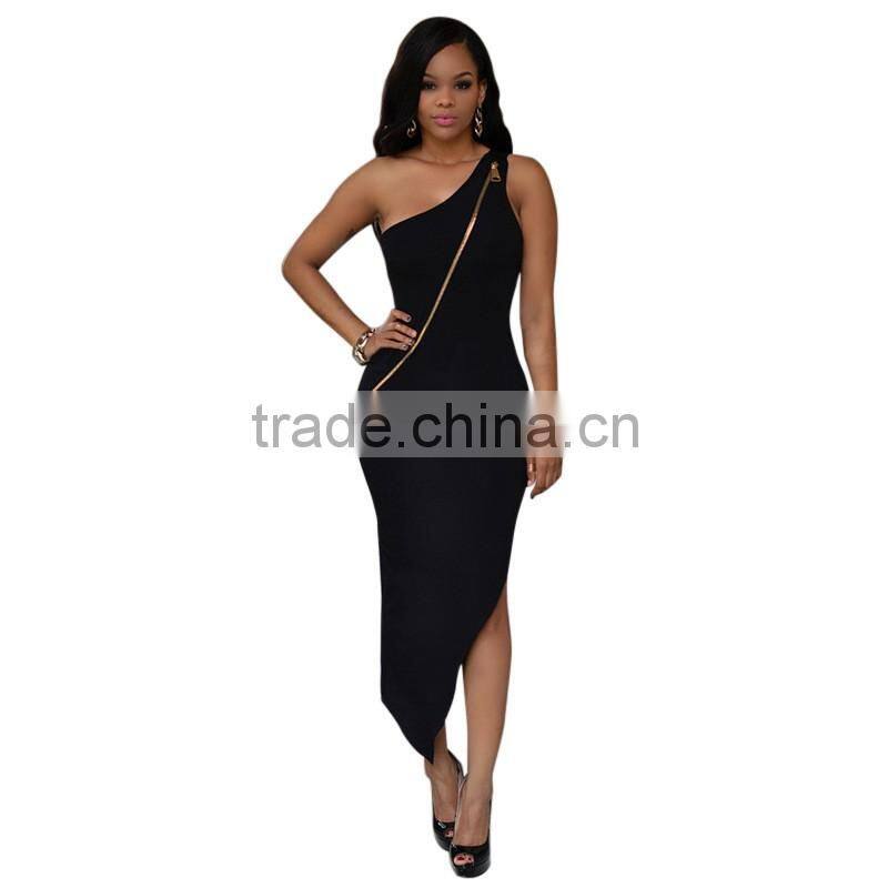 Bonvatt Women Backless High Stretch Fitness Mini Dress Long Zipper Back Tight Dresses for Wholesale