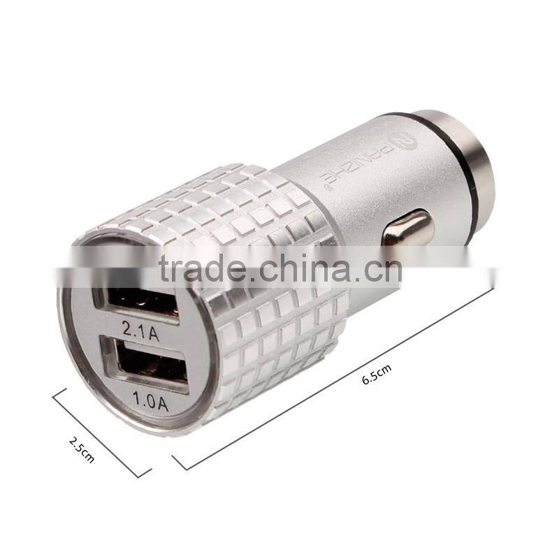 Latest promotional portable dual usb car charger for smart device charging in stock