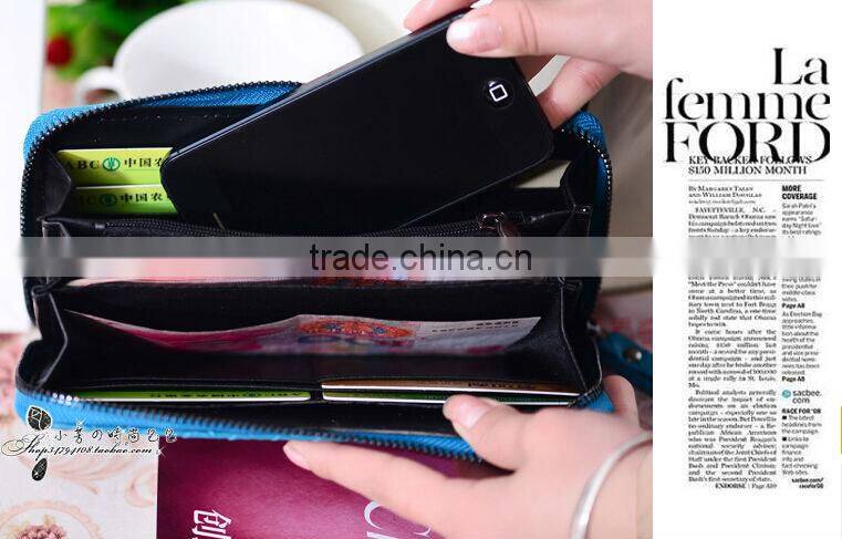 New Korean Weave Quilted Lady Long Zipper PU Leather Purse Stylish Girls Clutch Wallet Zip Around Fashion Change Purse