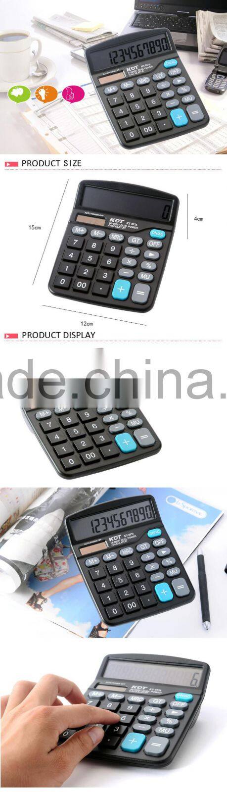 China wholesale desktop 12 digits solar power office caculator-black