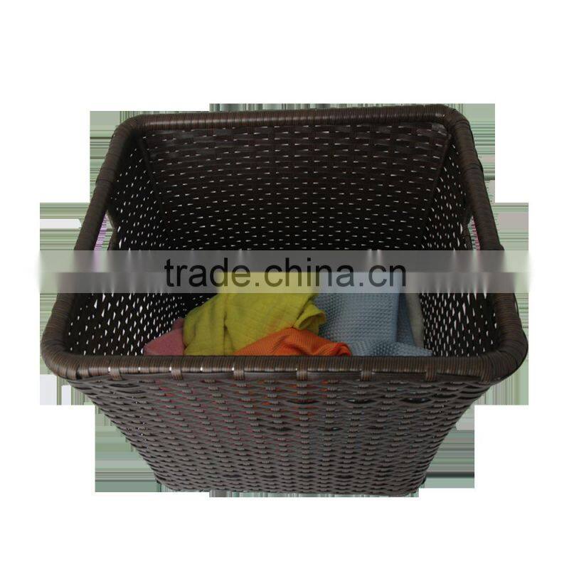 Durable waterproof pe rattan handmade woven baskets for laundry storage