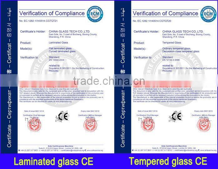 CE/CCC Standard Color & Size Customized Building Toughened Glass