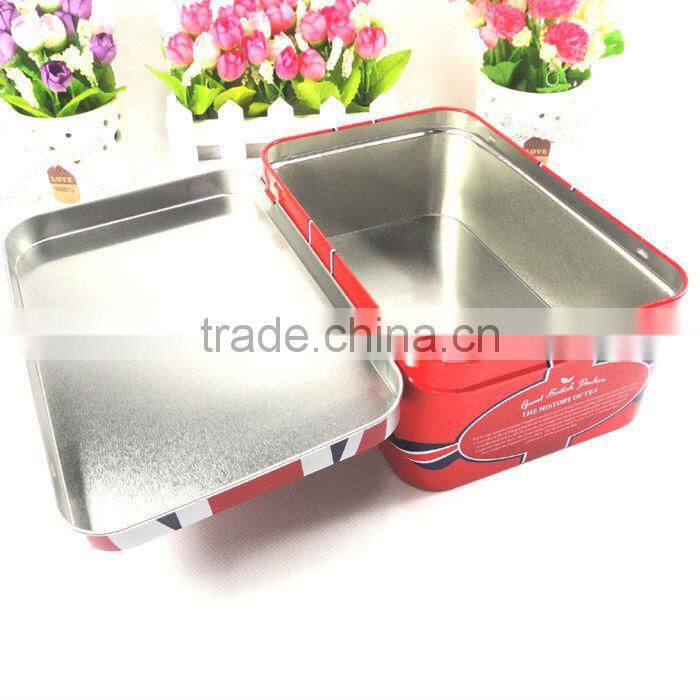 4 color print rectangle airtight metal tea tins