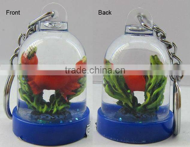 Plastic sea snow globe key chain