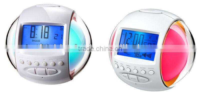 7 Color Changing LED Digital LCD Alarm Clock with Radio