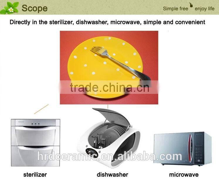 High quality wholesale yellow ceramic plate with polka dots