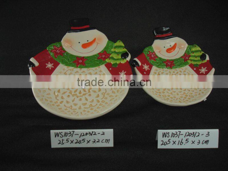 Cheap Ceramic Santa Claus Shape Plate