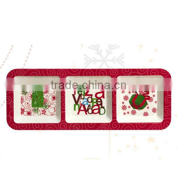 wholesale christmas plastic square dividers food nuts tray