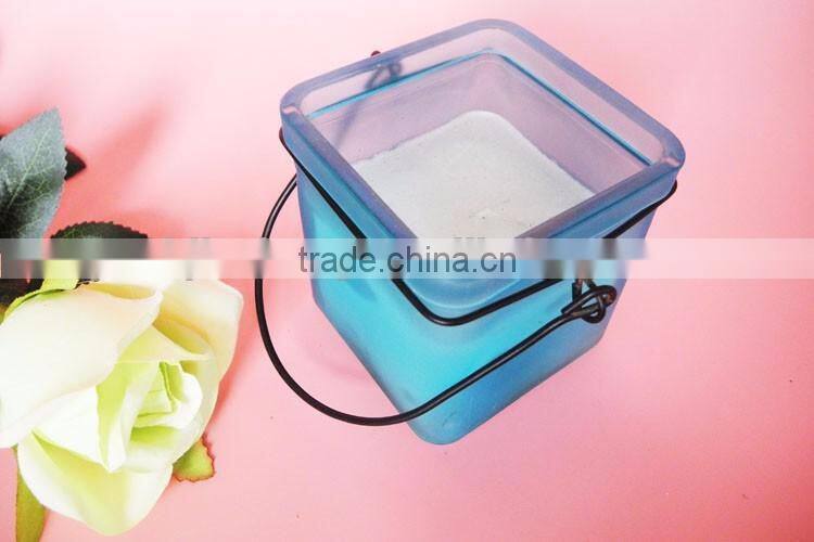 home goods antiques blue glass candle holder with scented wax