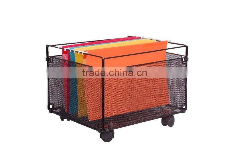 Office Mteal Mesh File Holder With Wheels