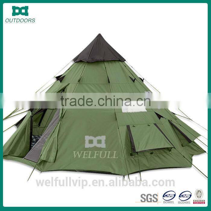 Green steel pole teepee tents for sale