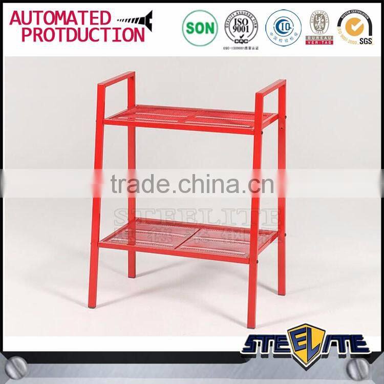Red Color Display Rack Free Standing Steel Display Rack