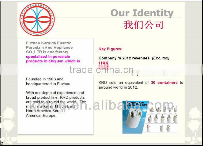 F519 E27 ceramic lamp holder with red and blue silicon wire