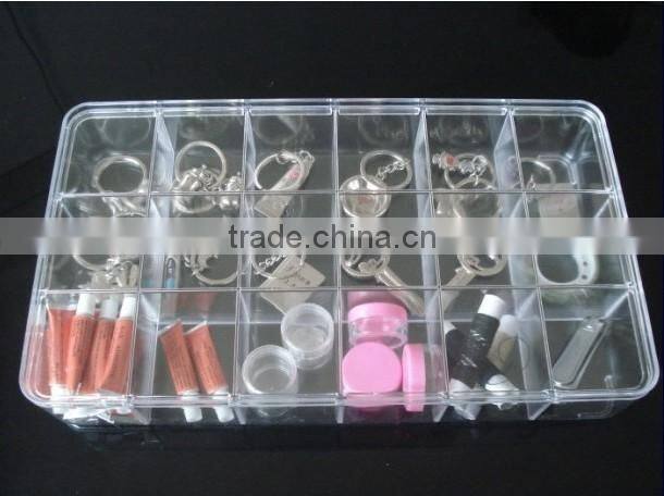 18 Compartments High Transparency PS Plastic Material Storage Box With Dividers