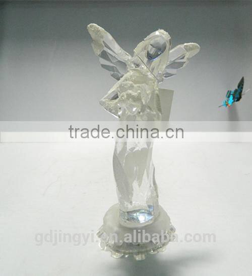 4.5V LED light acrylic snow holding heart angel for Valentines decoration