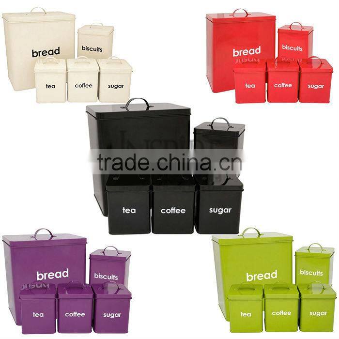 5 pcs of Kitchen Storage Purple Large Metal Storage Bins with handle