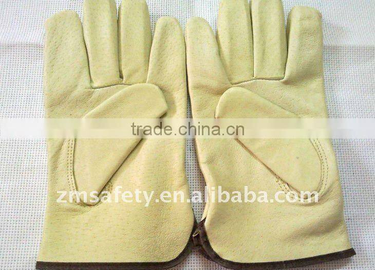 Protective Yellow Cow Grain Leather Driver glove