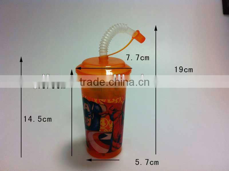 2016 Plastic Drinking Cup 350ML With Straw For Kids