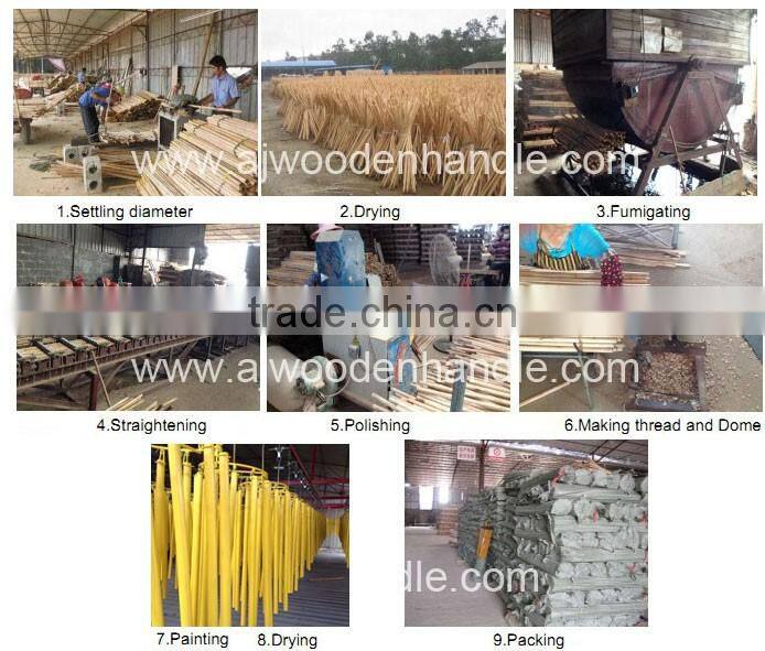 Pink black gray color paint wooden handle for plastic brush cleaning tool