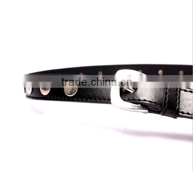 Wholesale rivet decorated D pattern buckle sex women lady thin PU waist belt