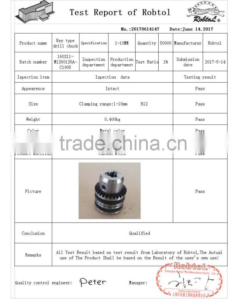 J2110-B12 Spanner drill chuck clamp Mini electric keyless keytype keyed self tighten light heavy duty