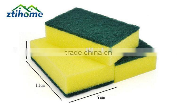 high quality green scouring pad with sponge for kitchen