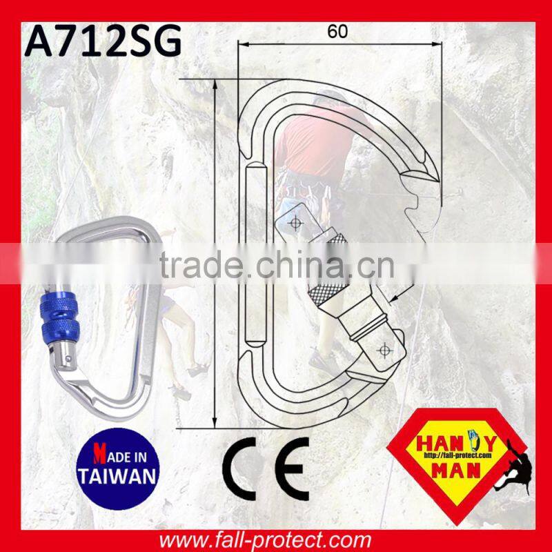 Taiwan 23KN Rock Climbing Aluminum Carabiner With CE Certificate