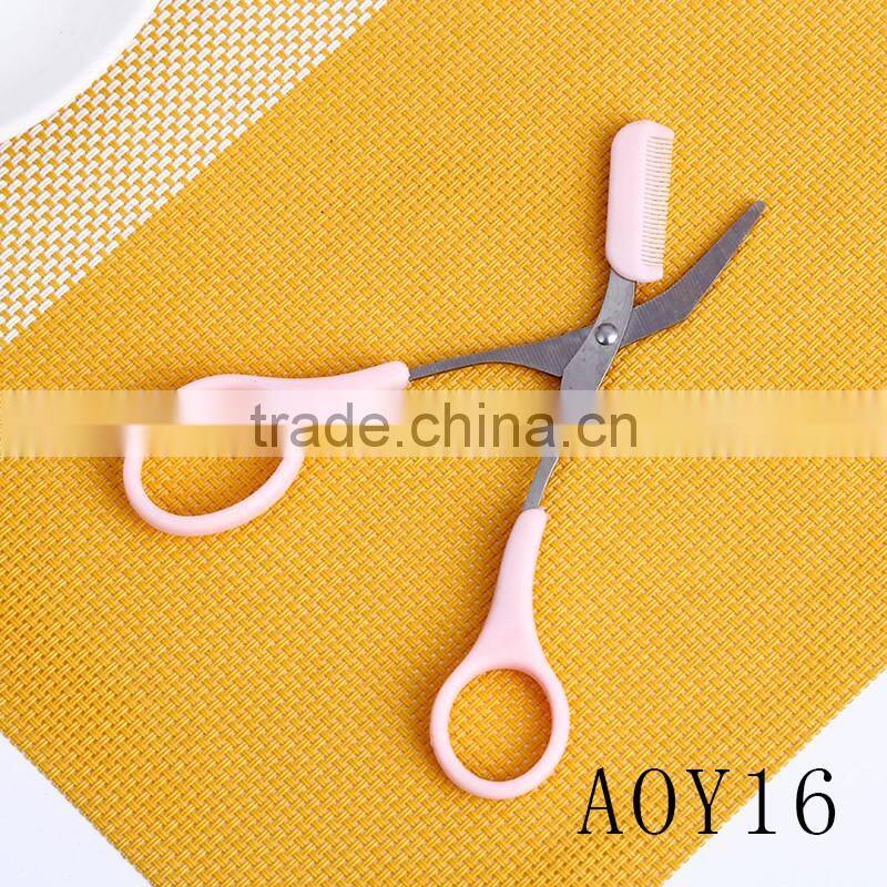 AOY16 Plastic handle Eyebrow scissors set, easy carry