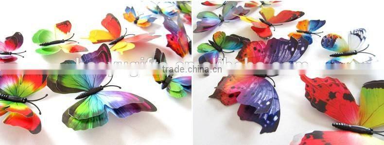 Bilayer 3D Butterfly Wall Sticker Double-deck Butterflies Decor Wall Sticker Decorative Twin-layer