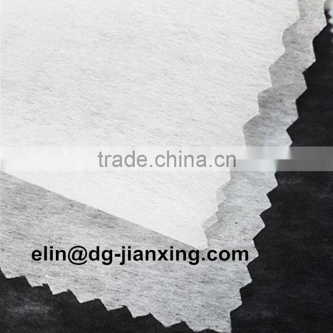 Adhesive one side tear away polyester fusible nonwoven gum stay interlining