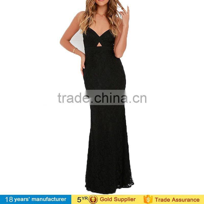 2016 ladies lace long evening party wear fashion maxi dresses with picture