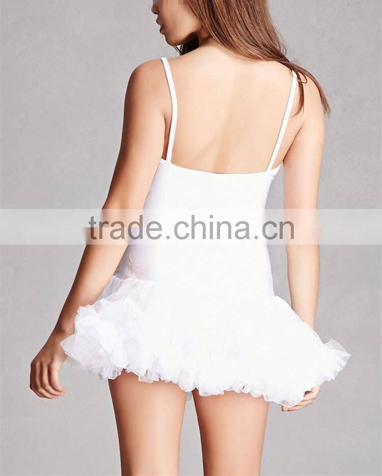 Clothing fashion White mini tulle ruffled tutu skirt Ruffled Tulle Petticoat Dress