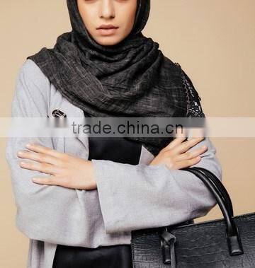 fashion islamic clothing Grey Undertone One Button Linen Open Jacket Abaya