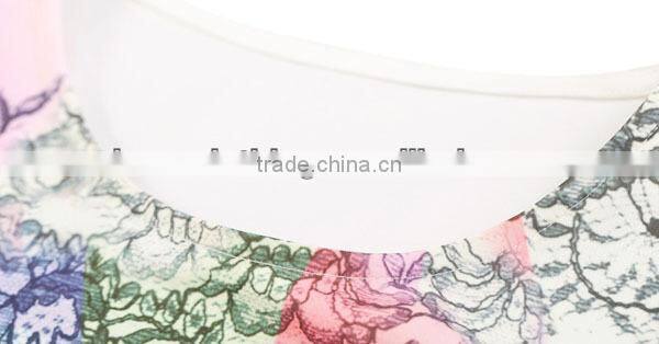 2015 High Quality European Retro Style loose fit longsleeved printed girl party wear western dress