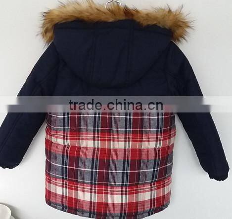2016 winter boys over coat with faux fox fur collar