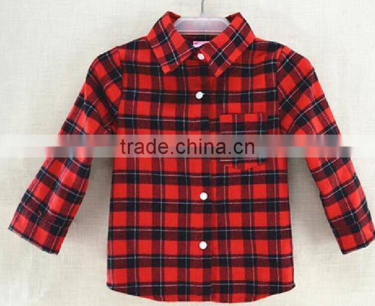 cheap wholesale online kids boys fashion plaid check shirts with chest pocket