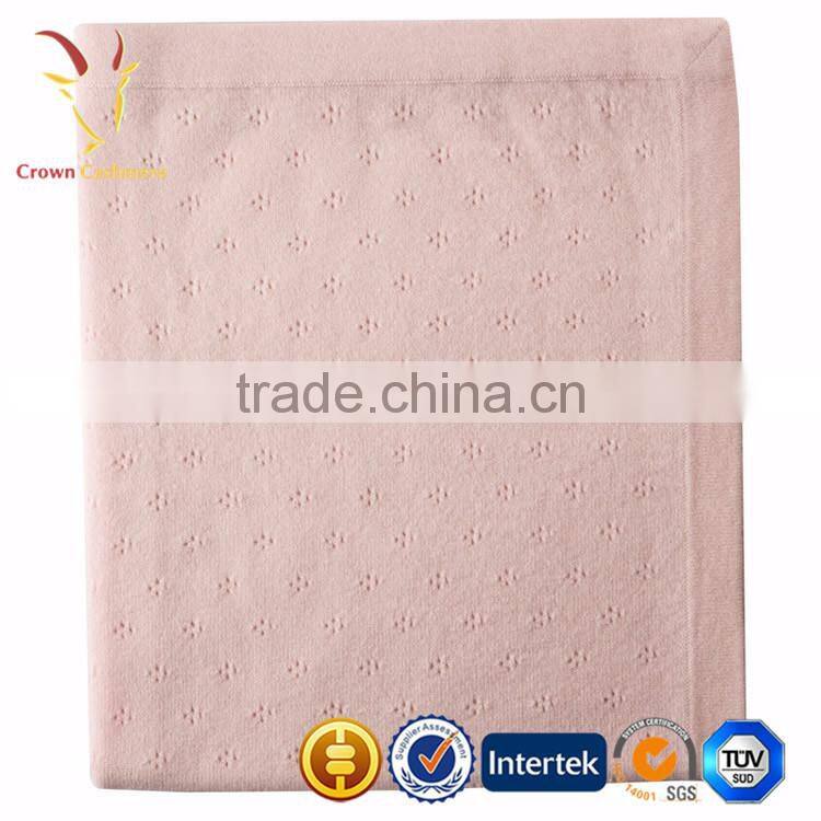 High Quality Soft Knitted Plain 100% Cashmere Wool Infant Baby Blanket