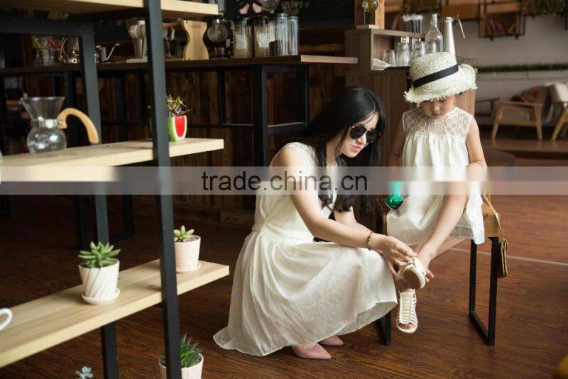 COOL KID ZONE summer white sleeveless chiffon princess dress matching mother and daughter dress