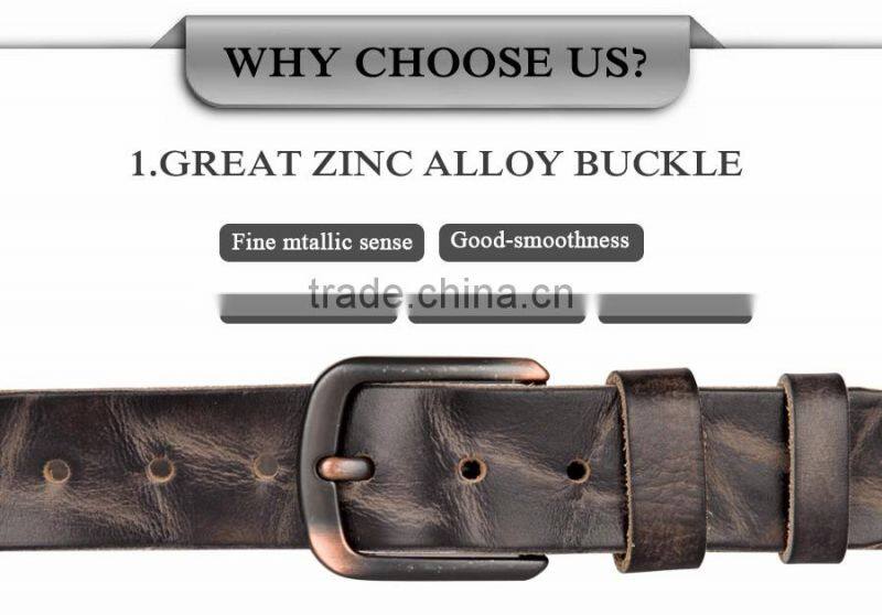 105~125cm Italian Cow Leather Belt Zinc Alloy Pin Buckle Belts for Man