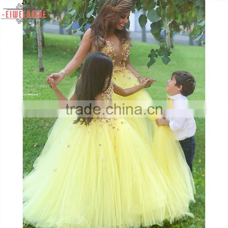Yellow flower girl dress for 9 Years Girl