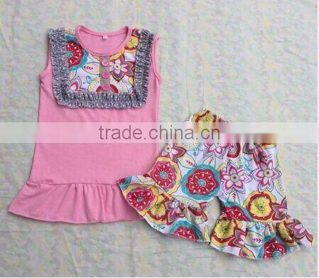 4th of July outfit Boutique Girls Red Striped Ruffle set Baby Fourth Of July clothing set