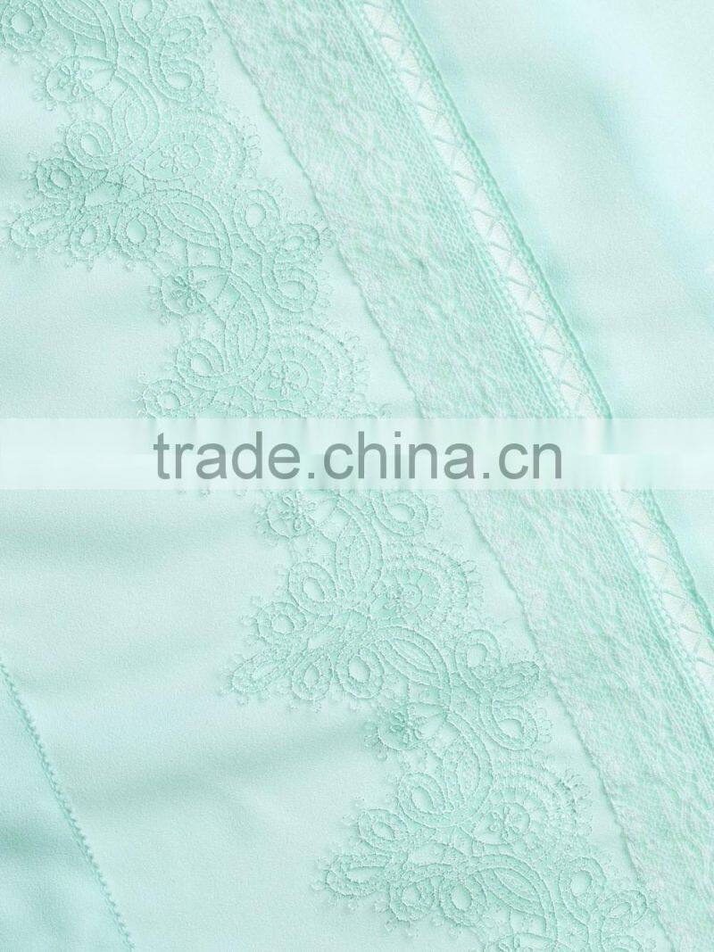 Womens Oem serrvice lace and chiffon combined loose high quality shirt/blouse wholesale